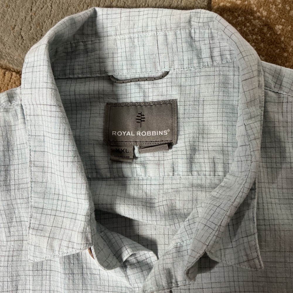 Royal Robbins Hempline Spaced Button Up Shirt Mens XXL Blue Grid Short Sleeve - Picture 4 of 7